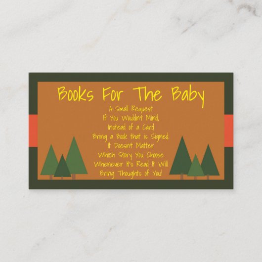 ウッドランズ赤ちゃんシャワーが本の付属品をもたらす エンクロージャーカード (正面)