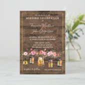 ウッドランタン素朴ズカントリーコーラルフローラ結婚ズ 招待状 (スタンド正面)