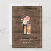 ウッドランタン素朴ズカントリーコーラルフローラ結婚ズ 招待状 (裏面)