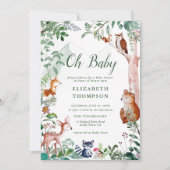 ウッドランドああベビー魅惑された森かわいい赤ちゃんシャワー 招待状 (正面)