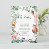 ウッドランドああベビー魅惑された森かわいい赤ちゃんシャワー 招待状 (スタンド正面)