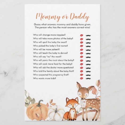 ウッドランドああボーイカボチャのママまたはパパのゲーム (正面)