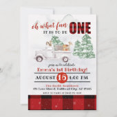 ウッドランドああ何のおもしろいONE 1th Birthday 招待状 (正面)