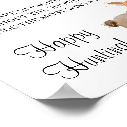 ウッドランドおしゃぶり狩りベビーシャワーゲームサイン ポスター (角)