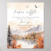 ウッドランドおむつラッフルサイン秋ベビーシャワーボーイ ポスター (正面)