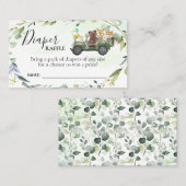 ウッドランドおむつラッフルチケットベビーシャワーカード プレイスカード (正面/裏面)