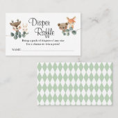 ウッドランドおむつラッフルチケットベビーシャワー プレイスカード (正面/裏面)