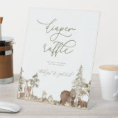 ウッドランドおむつラッフルベビーシャワーサイン 台座サイン (インサイチュ)