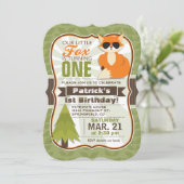 ウッドランドおもしろいキツネサングラスバースデーパーティー 招待状 (スタンド正面)