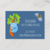 ウッドランドおもしろいブルーキッズパーティープランナー名刺 名刺 (裏面)