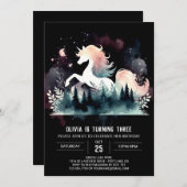 ウッドランドおもしろいホース誕生日 招待状 (正面/裏面)