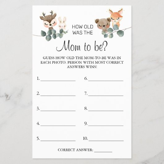 ウッドランドお母さんのシャワーゲームカードは何歳だったか推測 チラシ (正面)