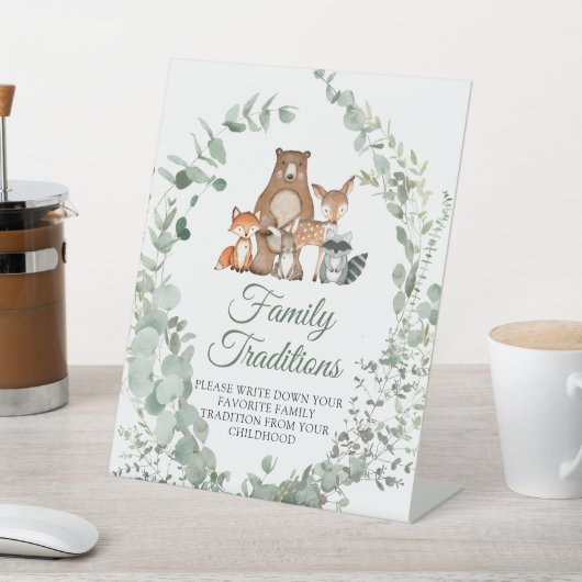 ウッドランドお気に入りのアニマル家族の伝統ゲーム 台座サイン (インサイチュ)