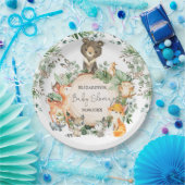 ウッドランドお洒落の緑の動物の赤ちゃんシャワー ペーパープレート (パーティー)