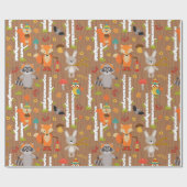 ウッドランドお洒落アニマルズコテージコアパターン ラッピングペーパー (フラット)