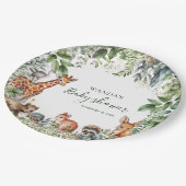 ウッドランドお洒落アニマルズベビーシャワー ペーパープレート (アングル)