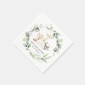 ウッドランドお洒落アニマルズ緑のベビーシャワー スタンダードカクテルナプキン (角)