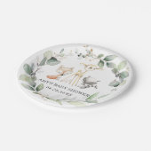 ウッドランドお洒落アニマルズ緑のベビーシャワー ペーパープレート (アングル)