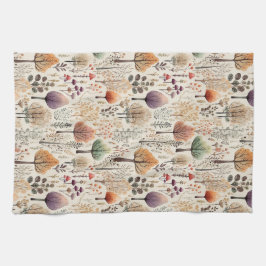 ウッドランドお洒落ウォーターカラーフォレスト キッチンタオル