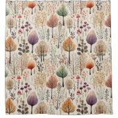 ウッドランドお洒落ウォーターカラーフォレスト シャワーカーテン (正面)