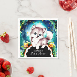 ウッドランドお洒落ウルフベビーシャワー スタンダードカクテルナプキン