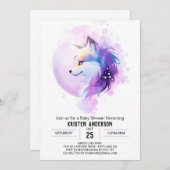 ウッドランドお洒落ウルフベビーシャワー 招待状 (正面/裏面)