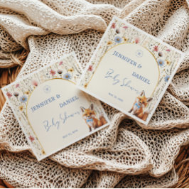 ウッドランドお洒落キツネダスティブルーベビーシャワー スタンダードカクテルナプキン