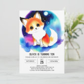 ウッドランドお洒落キツネデライト誕生日 招待状 (スタンド正面)