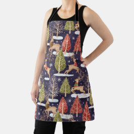 ウッドランドお洒落トナカイの冬 エプロン