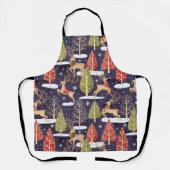 ウッドランドお洒落トナカイの冬 エプロン (正面)