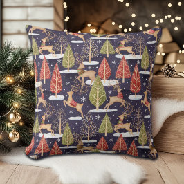 ウッドランドお洒落トナカイの冬 クッション