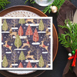 ウッドランドお洒落トナカイの冬 スタンダードカクテルナプキン