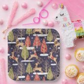 ウッドランドお洒落トナカイの冬 ペーパープレート (パーティー)