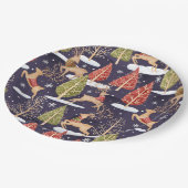 ウッドランドお洒落トナカイの冬 ペーパープレート (アングル)