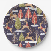 ウッドランドお洒落トナカイの冬 ペーパープレート (正面)