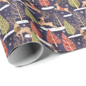 ウッドランドお洒落トナカイの冬 ラッピングペーパー (ロールコーナー)