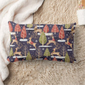 ウッドランドお洒落トナカイの冬 ランバークッション (ブランケット)