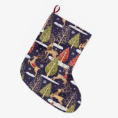 ウッドランドお洒落トナカイの冬 ラージクリスマスストッキング (正面 (吊り時))