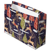 ウッドランドお洒落トナカイの冬 ラージペーパーバッグ (正面アングル)