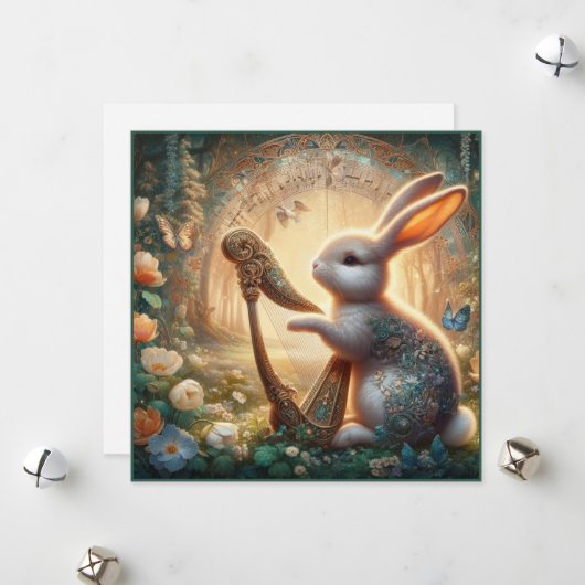 ウッドランドお洒落バニーミュージカルイースター シーズンカード (正面/裏面インサイチュ)
