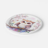 ウッドランドお洒落フクロウの女の子ベイビーシャワー ペーパープレート (アングル)
