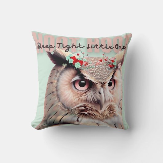 ウッドランドお洒落フクロウ睡眠タイト子供部屋 クッション (正面)
