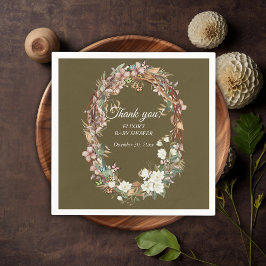 ウッドランドお洒落フローラフォトベビーシャワー スタンダードカクテルナプキン