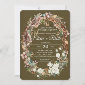 ウッドランドお洒落フローラフォトベビーシャワー 招待状 (正面)