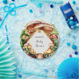 ウッドランドお洒落マッシュルームの赤ちゃんシャワー ペーパープレート