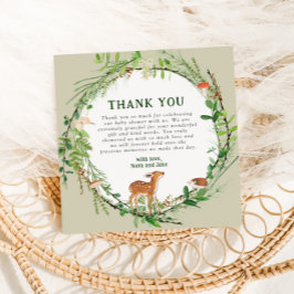 ウッドランドお洒落リースベビーシャワー サンキューカード
