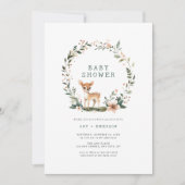 ウッドランドお洒落リースベビーシャワー 招待状 (正面)