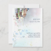 ウッドランドお洒落ワイルドフラワー牧草地スクリプト 出欠カード (正面)