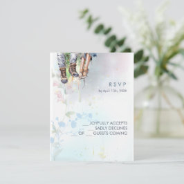 ウッドランドお洒落ワイルドフラワー牧草地スクリプト 出欠カード