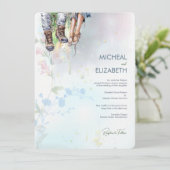 ウッドランドお洒落ワイルドフラワー牧草地スクリプト 招待状 (スタンド正面)